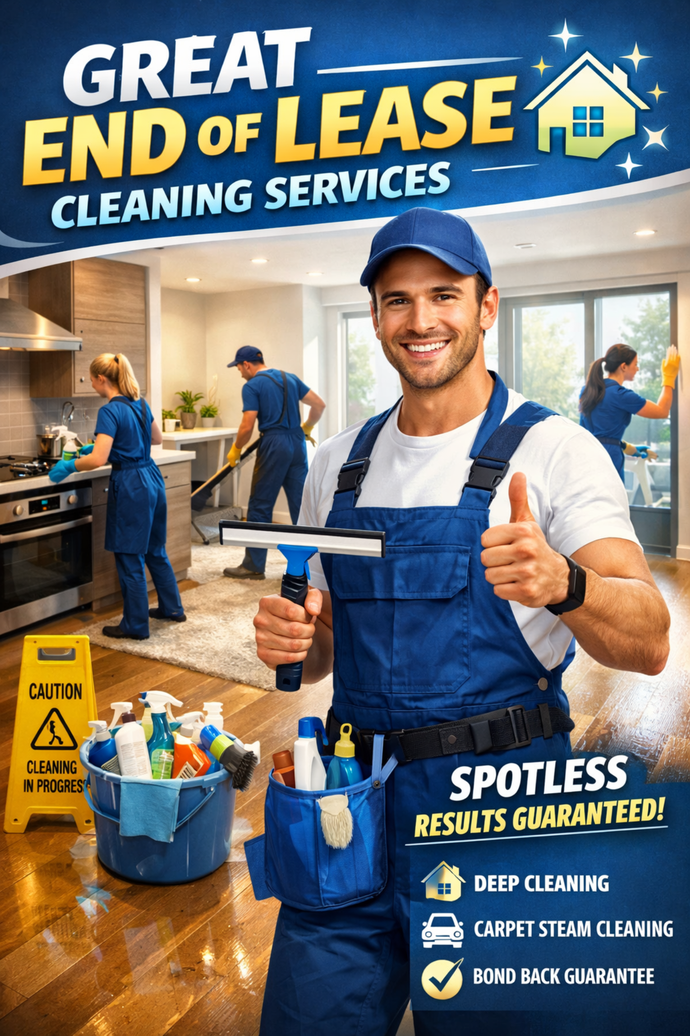 Professional end of lease cleaning service team preparing a property for final inspection